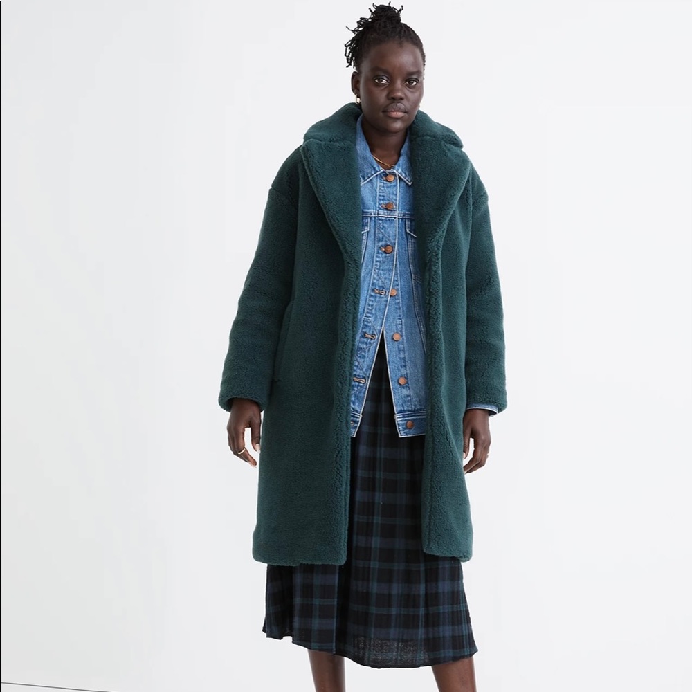 NWT Madewell (re)sourced Sherpa Teddy Coat in Smoky Spruce
